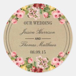 ヴィンテージエレガントフローラ結婚コレクション ラウンドシール