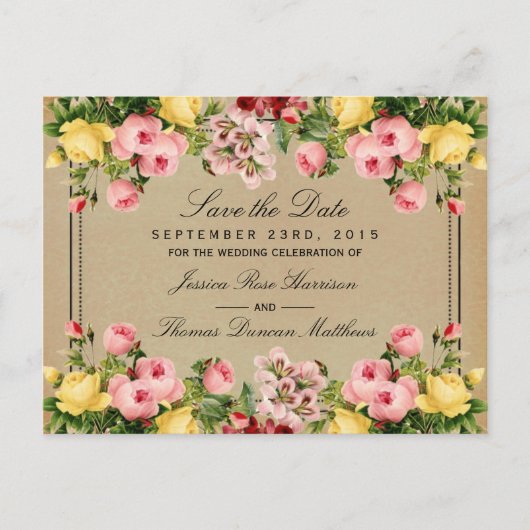 ヴィンテージエレガントフローラ結婚コレクション 案内ポストカード (正面)