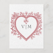 ヴィンテージエレガントフローラ結婚ハート エンクロージャーカード (裏面)
