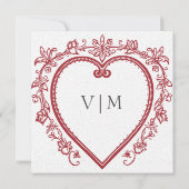 ヴィンテージエレガントフローラ結婚ハート セーブザデート (裏面)