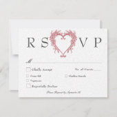 ヴィンテージエレガントフローラ結婚ハート 出欠カード (正面)