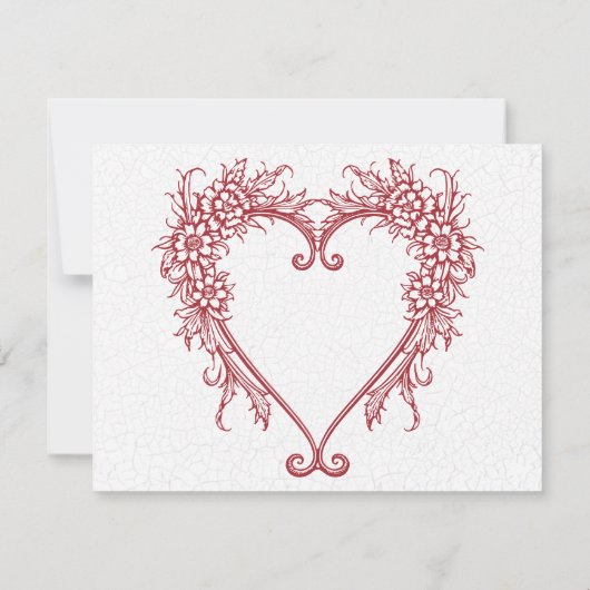 ヴィンテージエレガントフローラ結婚ハート 出欠カード (裏面)