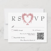 ヴィンテージエレガントフローラ結婚ハート 出欠カード (正面)