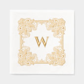 ヴィンテージエレガントフローラ縁どモノグラム 箔ナプキン (正面)