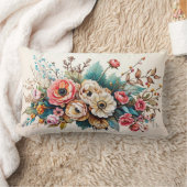 ヴィンテージエレガントフローラ腰枕 – 水彩 ランバークッション (ブランケット)
