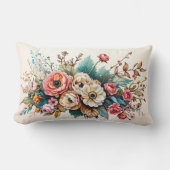 ヴィンテージエレガントフローラ腰枕 – 水彩 ランバークッション (正面)