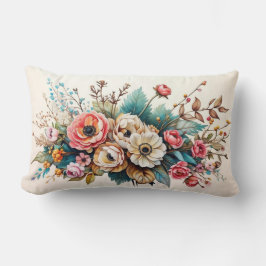 ヴィンテージエレガントフローラ腰枕 – 水彩 ランバークッション