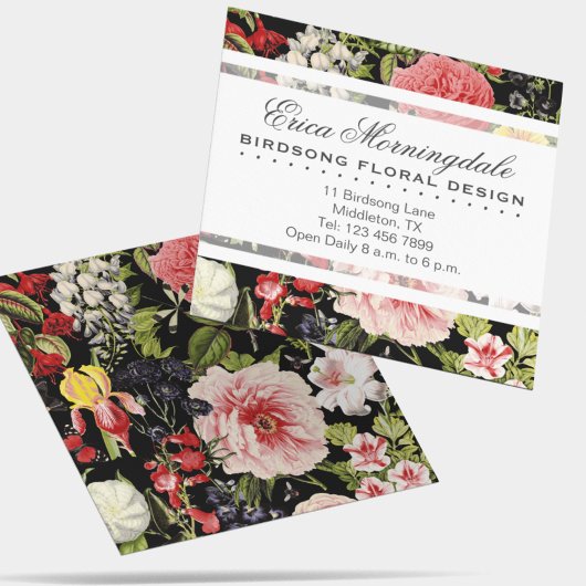 ヴィンテージエレガントフローラ花屋または庭師 スクエア名刺