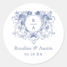 ヴィンテージエレガントフローラ葉結婚紋岩 ラウンドシール