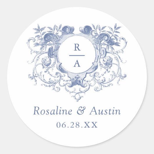 ヴィンテージエレガントフローラ葉結婚紋岩 ラウンドシール (正面)