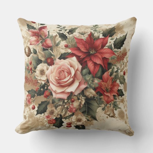 ヴィンテージエレガントフローラ装飾用クッション クッション (正面)