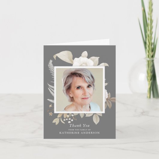 ヴィンテージエレガントフローラ記念写真ありがとう サンキューカード (正面)