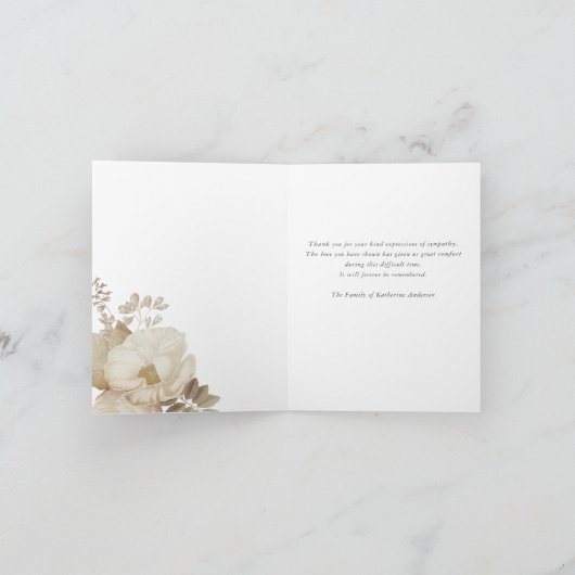 ヴィンテージエレガントフローラ記念写真ありがとう サンキューカード (内部)