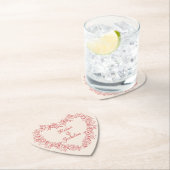 ヴィンテージエレガントフローラ赤いハートバレンタインデー ペーパーコースター (インサイチュ)