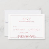 ヴィンテージエレガントフローラ赤面ピンクウェディングRSVP 招待状 (正面)