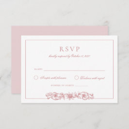 ヴィンテージエレガントフローラ赤面ピンクウェディングRSVP 招待状