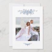 ヴィンテージエレガントフローラ青い写真日付を保存 招待状 (裏面)