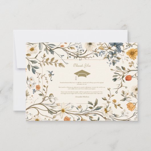 ヴィンテージエレガントフローラ サンキューカード (正面)