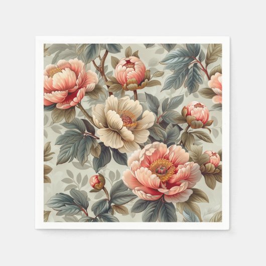 ヴィンテージエレガントフローラ スタンダードカクテルナプキン (正面)