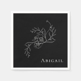 ヴィンテージエレガントフローラB/Wカクテルシャワー スタンダードカクテルナプキン