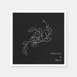 ヴィンテージエレガントフローラB/W結婚のカクテル スタンダードカクテルナプキン