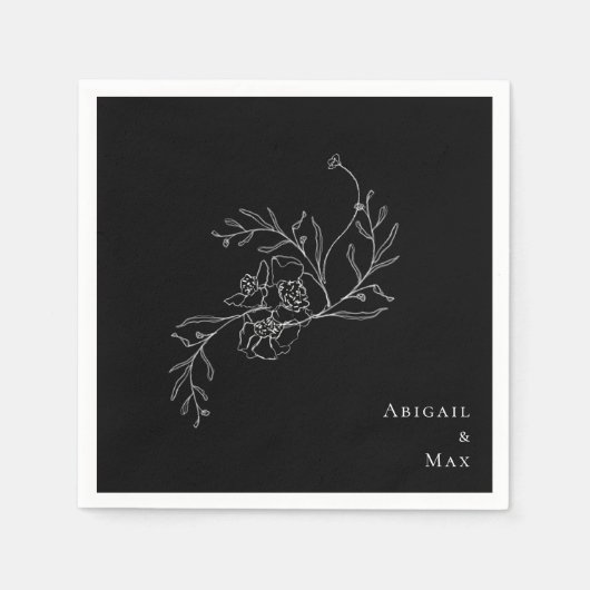 ヴィンテージエレガントフローラB/W結婚のカクテル スタンダードカクテルナプキン (正面)