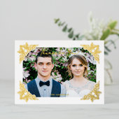 ヴィンテージエレガントフローリッシュフレームコーナー写真 箔招待状 (立ち正面)