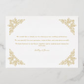 ヴィンテージエレガントフローリッシュフレームコーナー写真 箔招待状 (裏面)