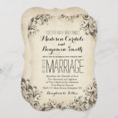ヴィンテージエレガントフローリ素朴ッシュ結婚式招待状 招待状 (正面/裏面)