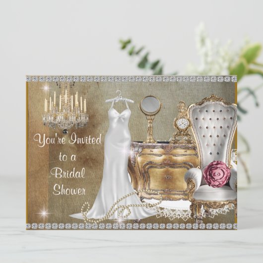 ヴィンテージエレガントブライダルシャワー招待 招待状 (スタンド正面)
