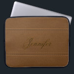 ヴィンテージエレガントブラウンフェイクレザールックステッチ ラップトップスリーブ<br><div class="desc">シンプル茶色のエレガント革のルックはアクセント（革のイメージ）とフェイクオプションのモノグラムカスタム付き</div>