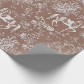 ヴィンテージエレガントブラウンホースフローラパター ラッピングペーパー (角)