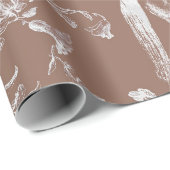 ヴィンテージエレガントブラウンホースフローラパター ラッピングペーパー (ロールコーナー)