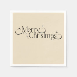 ヴィンテージエレガントブラックと金ゴールドクリスマス スタンダードカクテルナプキン