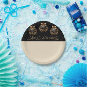 ヴィンテージエレガントブラックと金ゴールドクリスマス ペーパープレート (パーティー)