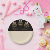 ヴィンテージエレガントブラックと金ゴールドクリスマス ペーパープレート (パーティー)