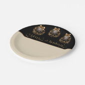 ヴィンテージエレガントブラックと金ゴールドクリスマス ペーパープレート (アングル)
