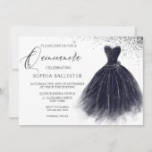 ヴィンテージエレガントブラックグリッターガウンキンセアニェラ 招待状 (正面)