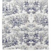 ヴィンテージエレガントブラックトワールデジュイミモノグラム シャワーカーテン (正面)