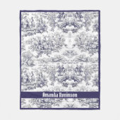 ヴィンテージエレガントブラックトワールデジュイミモノグラム フリースブランケット (正面)