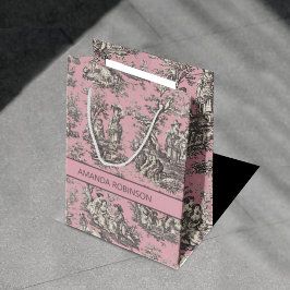 ヴィンテージエレガントブラックピンクトイレデジュイ ミディアムペーパーバッグ