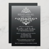 ヴィンテージエレガントブラックフローリハーサルディナー 招待状 (正面/裏面)