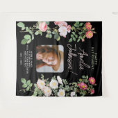 ヴィンテージエレガントブラック悔やみや弔慰フローラ写真 タペストリー (正面(横))