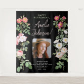 ヴィンテージエレガントブラック悔やみや弔慰フローラ写真 タペストリー (正面)