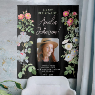 ヴィンテージエレガントブラック悔やみや弔慰フローラ写真 タペストリー