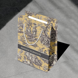 ヴィンテージエレガントブラック黄色のトイレデジュイ ミディアムペーパーバッグ