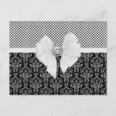 ヴィンテージエレガントブラック&ホワイトダマスク水玉模様 ポストカード (正面)