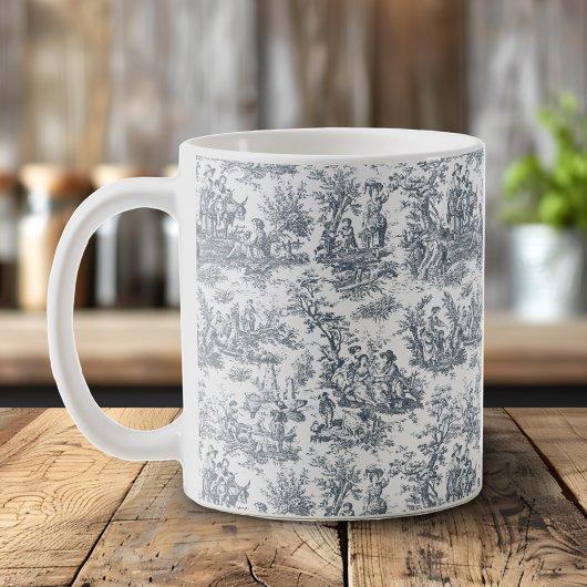 ヴィンテージエレガントブラックtoile de jouy コーヒーマグカップ