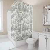 ヴィンテージエレガントブラックtoile de jouy シャワーカーテン (インサイチュ)