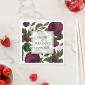 ヴィンテージエレガントブルゴーニュバラ結婚ズ スタンダードカクテルナプキン (インサイチュ)